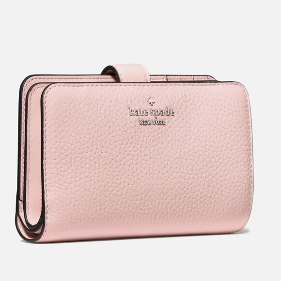New Kate Spade Lena Medium Compact Bifold Wallet Pebble Leather Tutu Pink - Picture 2 of 3